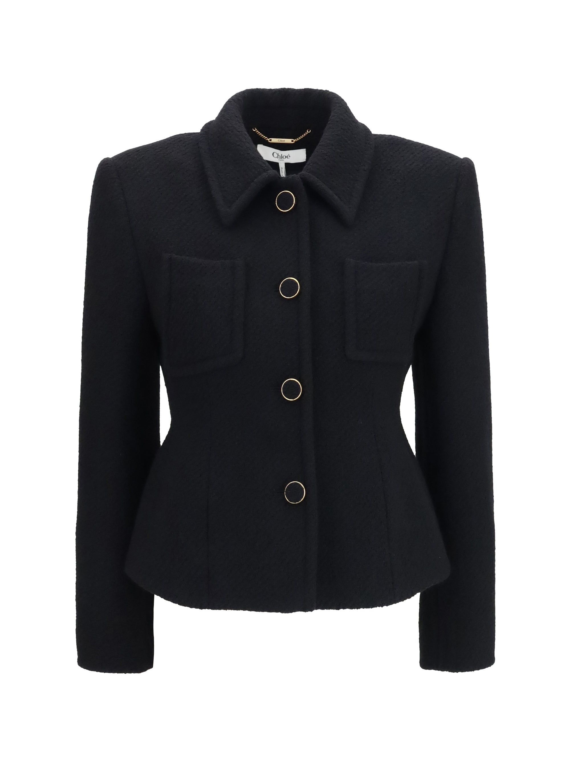 Chloé Women Cropped Single-Breasted Blazer With Fabric Buttons