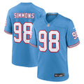 Tennessee Titans Jeffery Simmons Light Blue Oilers Throwback Alternate Game Player Jersey
