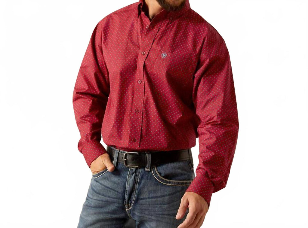 Men's Print Shirt In Brick