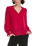 CeCe Half Placket Smocked Top