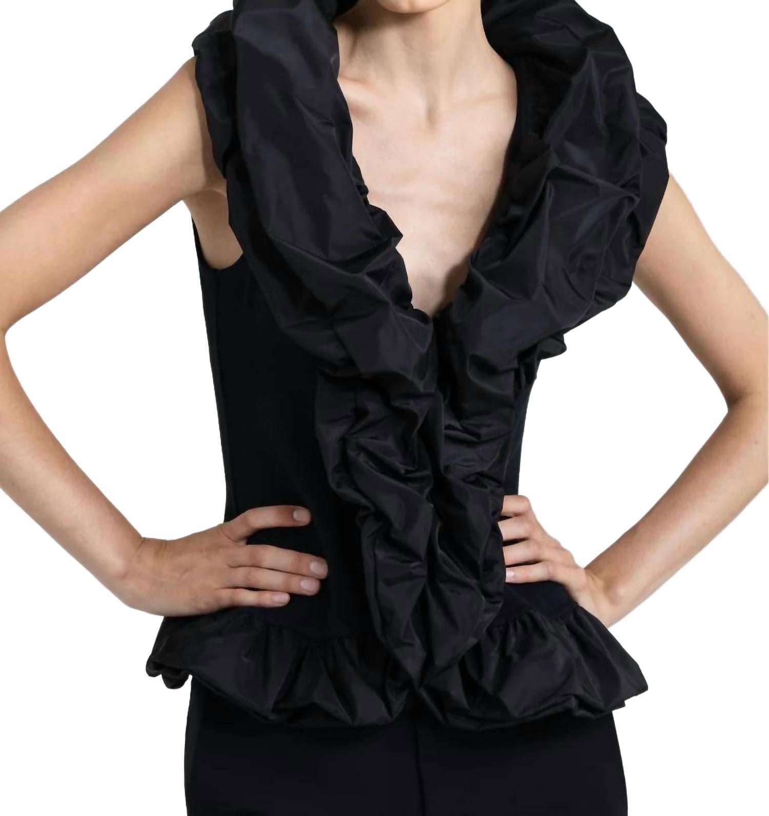Cuba Taffeta And Knit Vest In Black