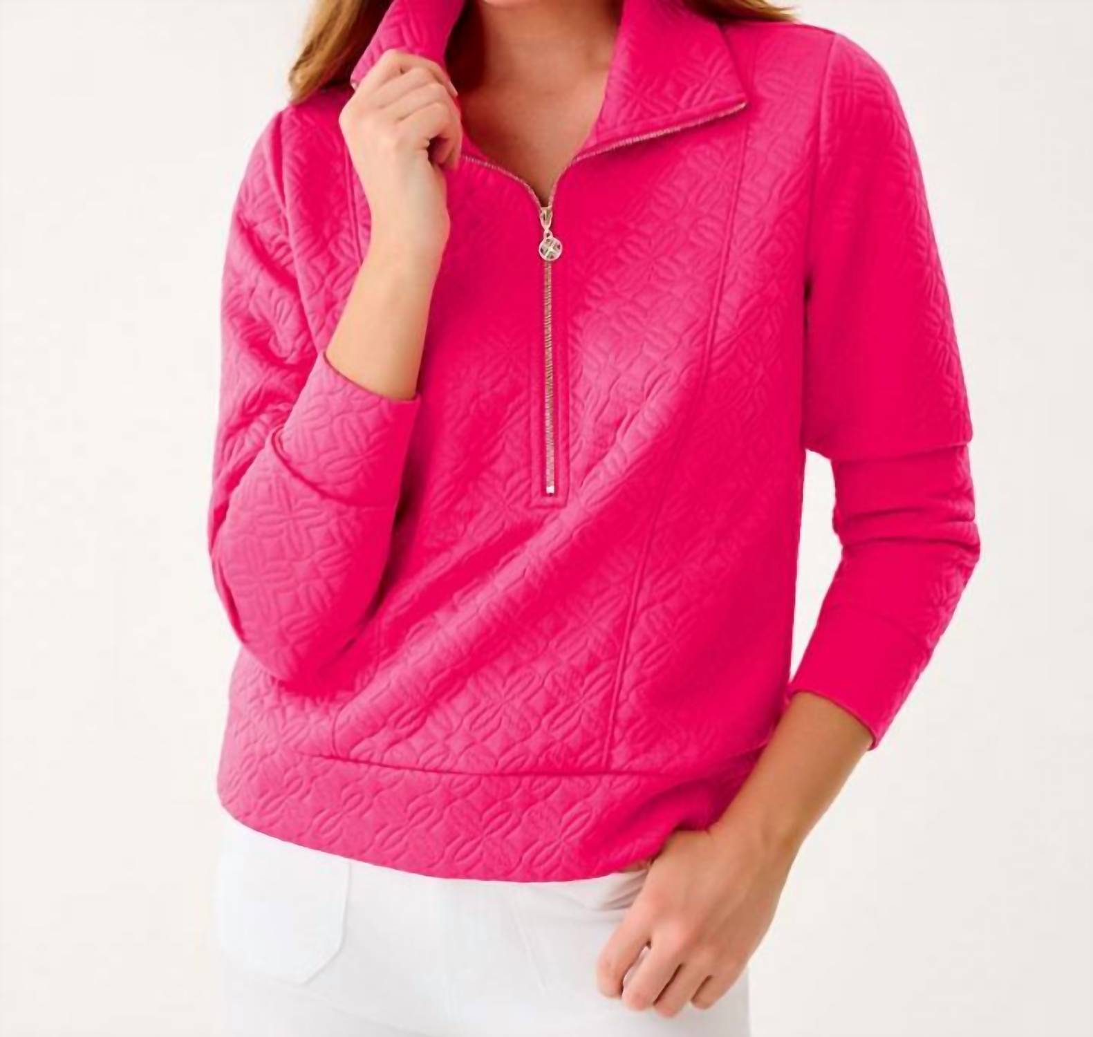 Eleni Pullover In Sunshell Pink Butterfly