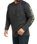 Men's Rebar Cotton Strong Graphic Team Top In Charcoal/green
