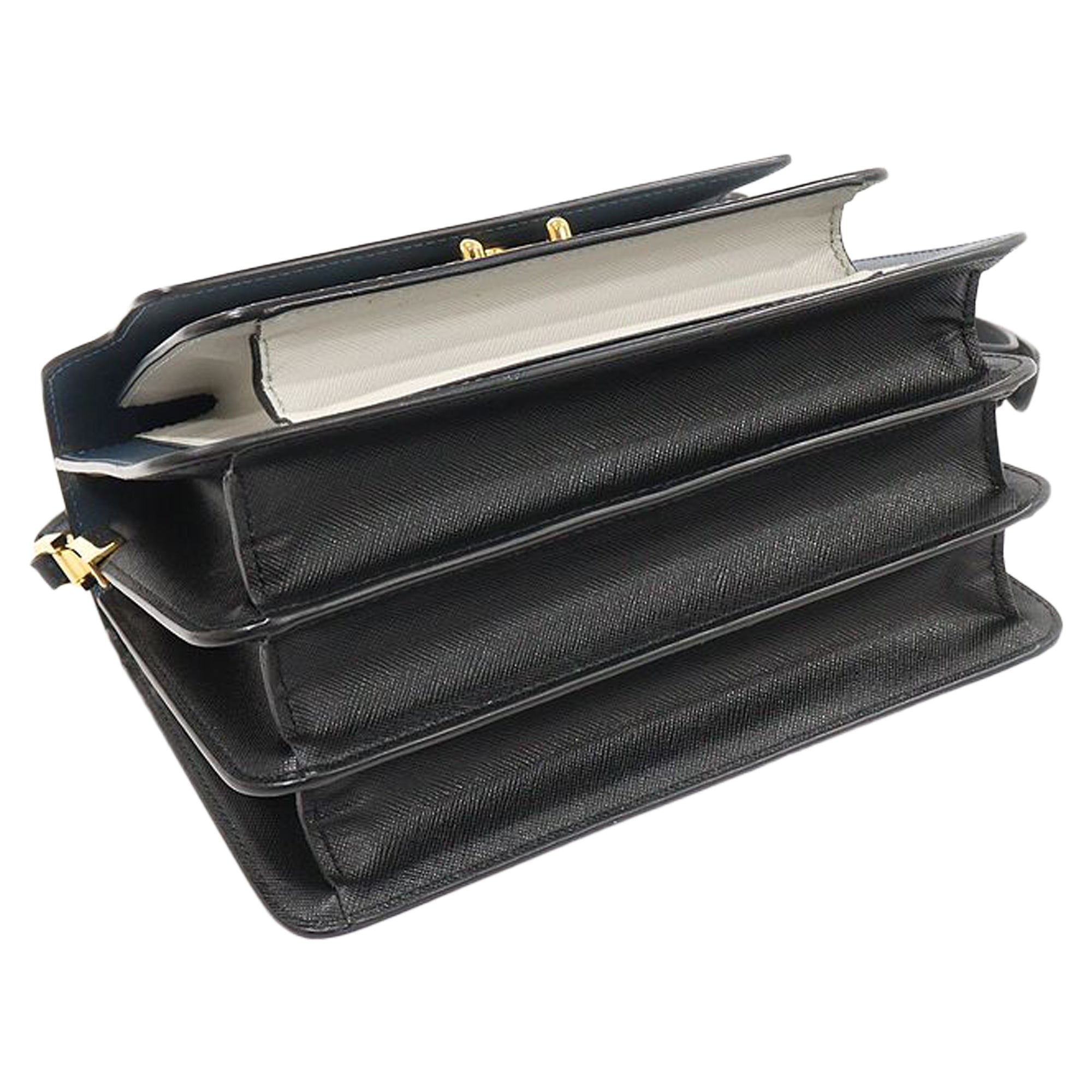 Multi Color Saffiano Gold Plated Trunk Medium Shoulder Bag