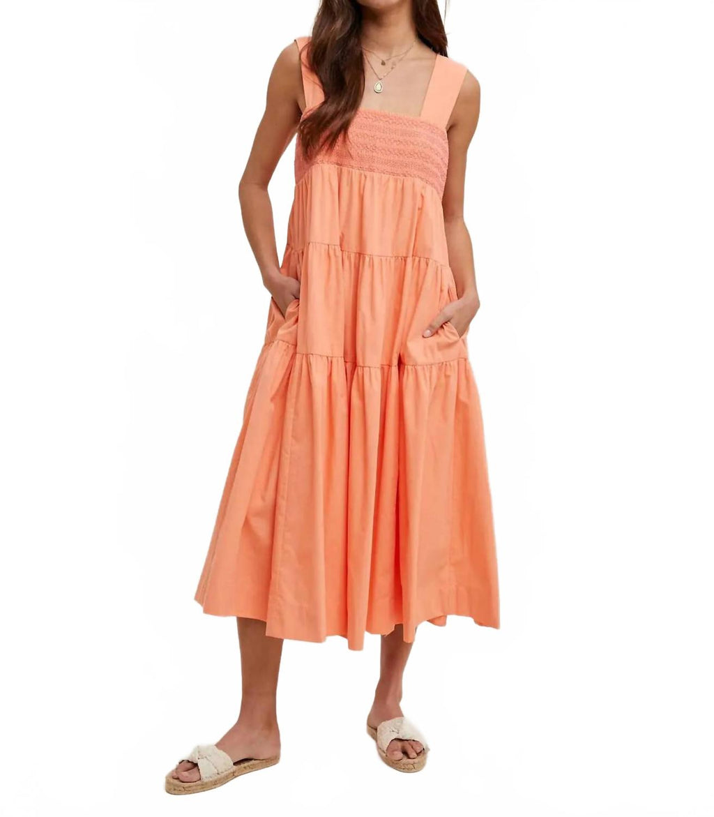 Boho Floral Midi Dress In Sunkist/punch