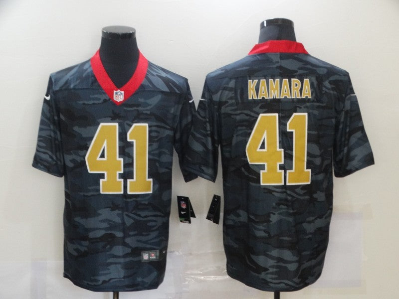 Men's New Orleans Saints Alvin Kamara #41 Gray Camouflage Game Jersey1