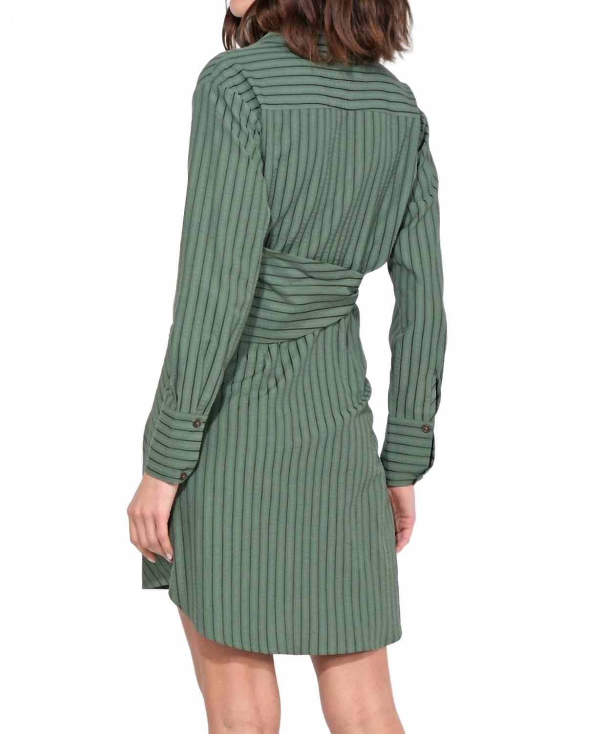 Avena Stripe Shirt Dress In Olive