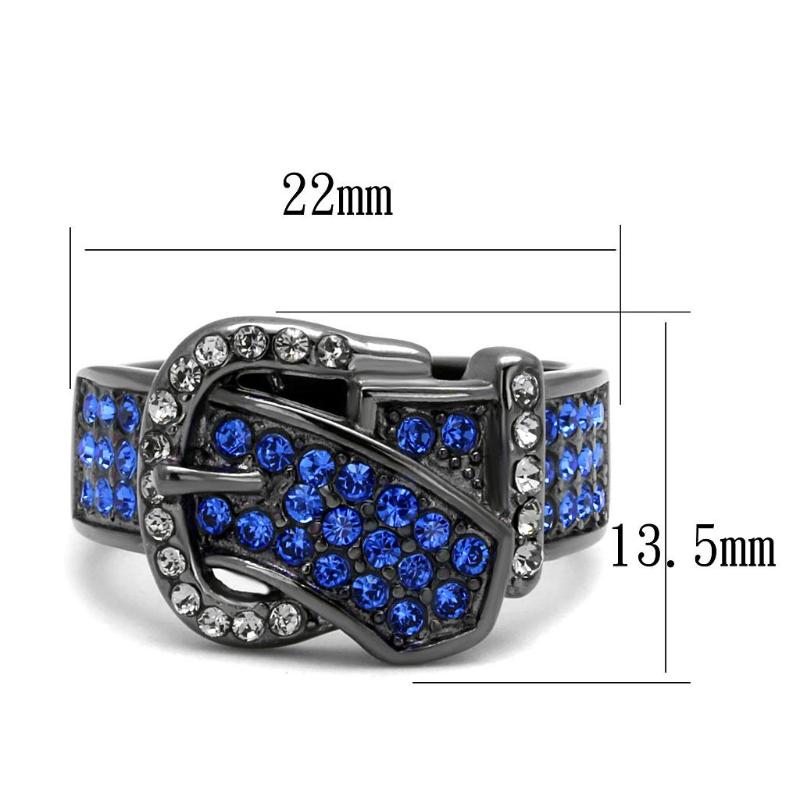 IP Light Black Stainless Steel Ring with Top Grade Crystal in Multi Color