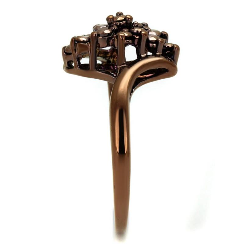 IP Coffee light Brass Ring with AAA Grade CZ in Light Coffee