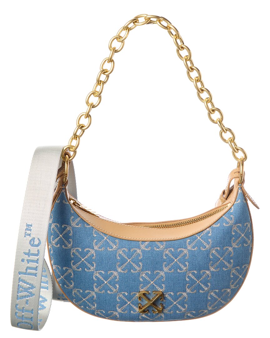 Off-White Hemisphere Denim & Leather Shoulder Bag