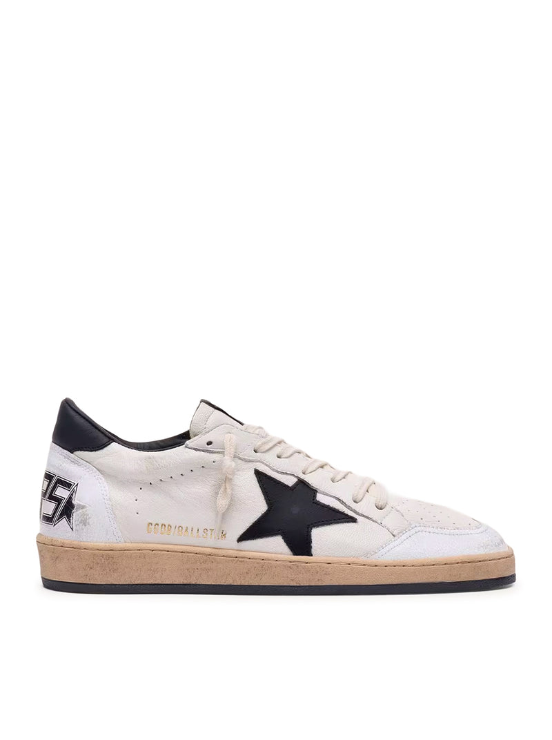 Golden Goose Deluxe Brand Men Ball-Star Sneakers In White Nappa With Black Star