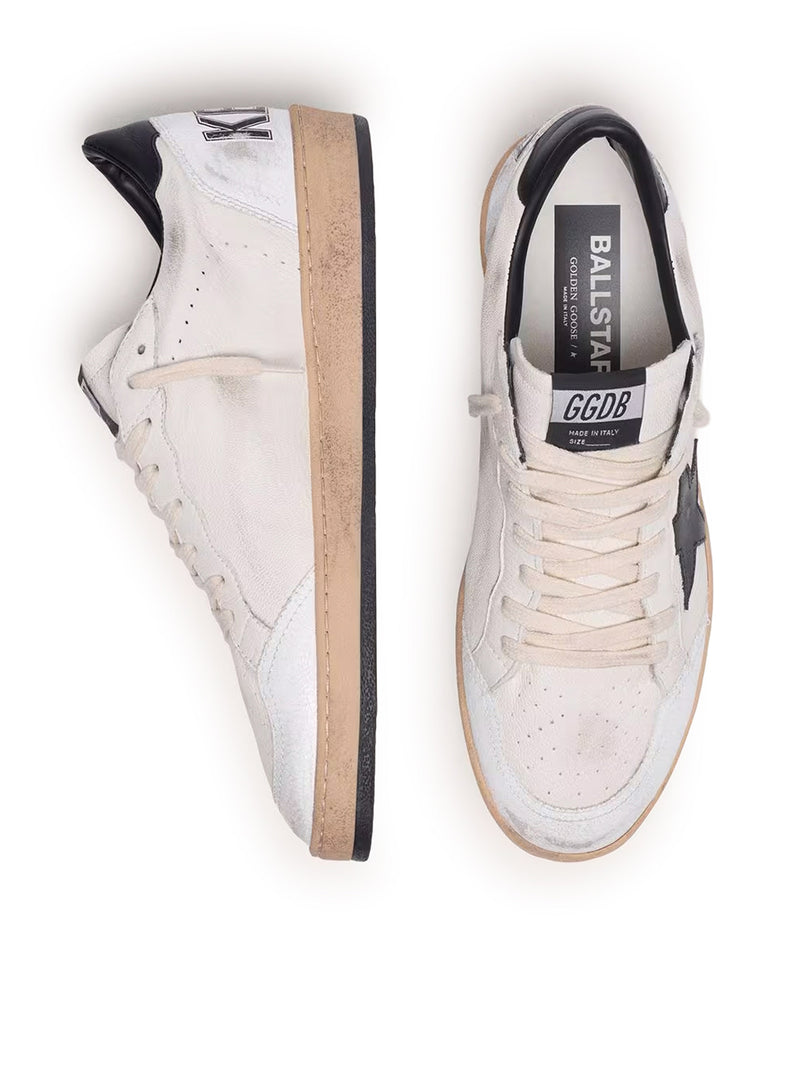 Golden Goose Deluxe Brand Men Ball-Star Sneakers In White Nappa With Black Star