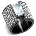IP Light Black Stainless Steel Ring with AAA Grade CZ in Clear