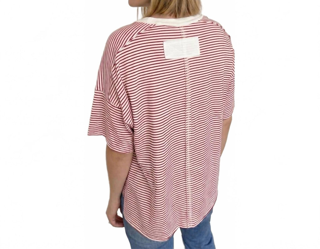 Coastal Shoreline Boxy Tee In Red Summer Stripe