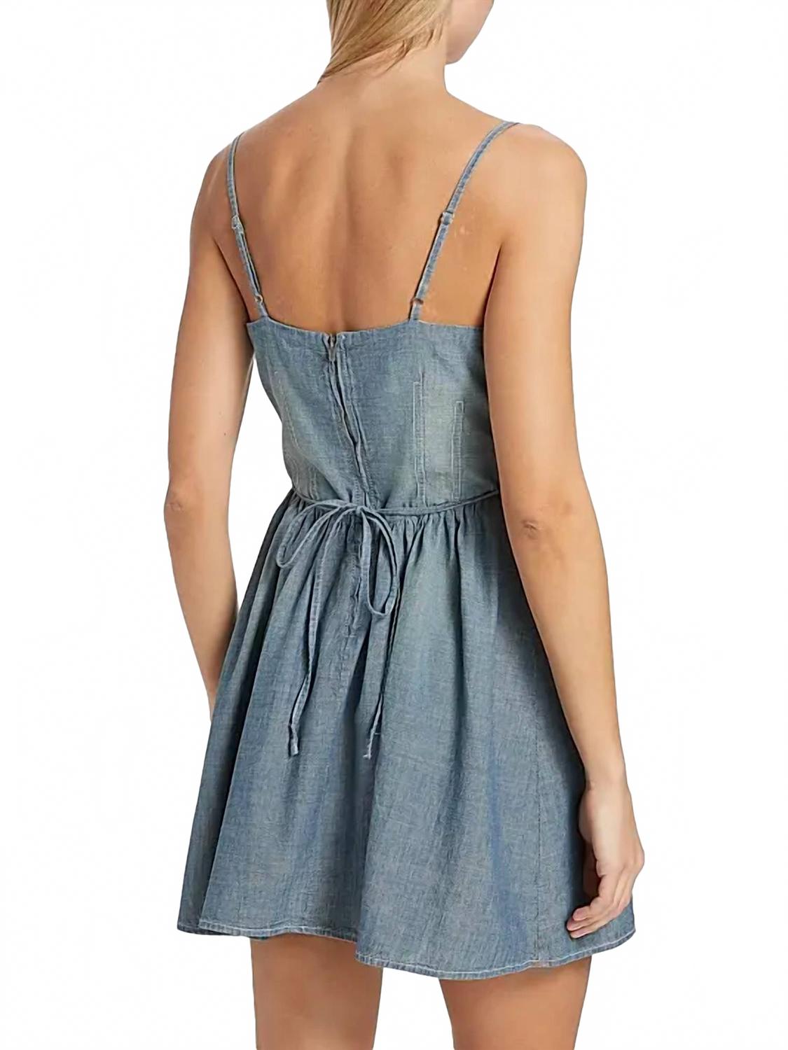 Chambray Gathered Dress In Paradise Cove