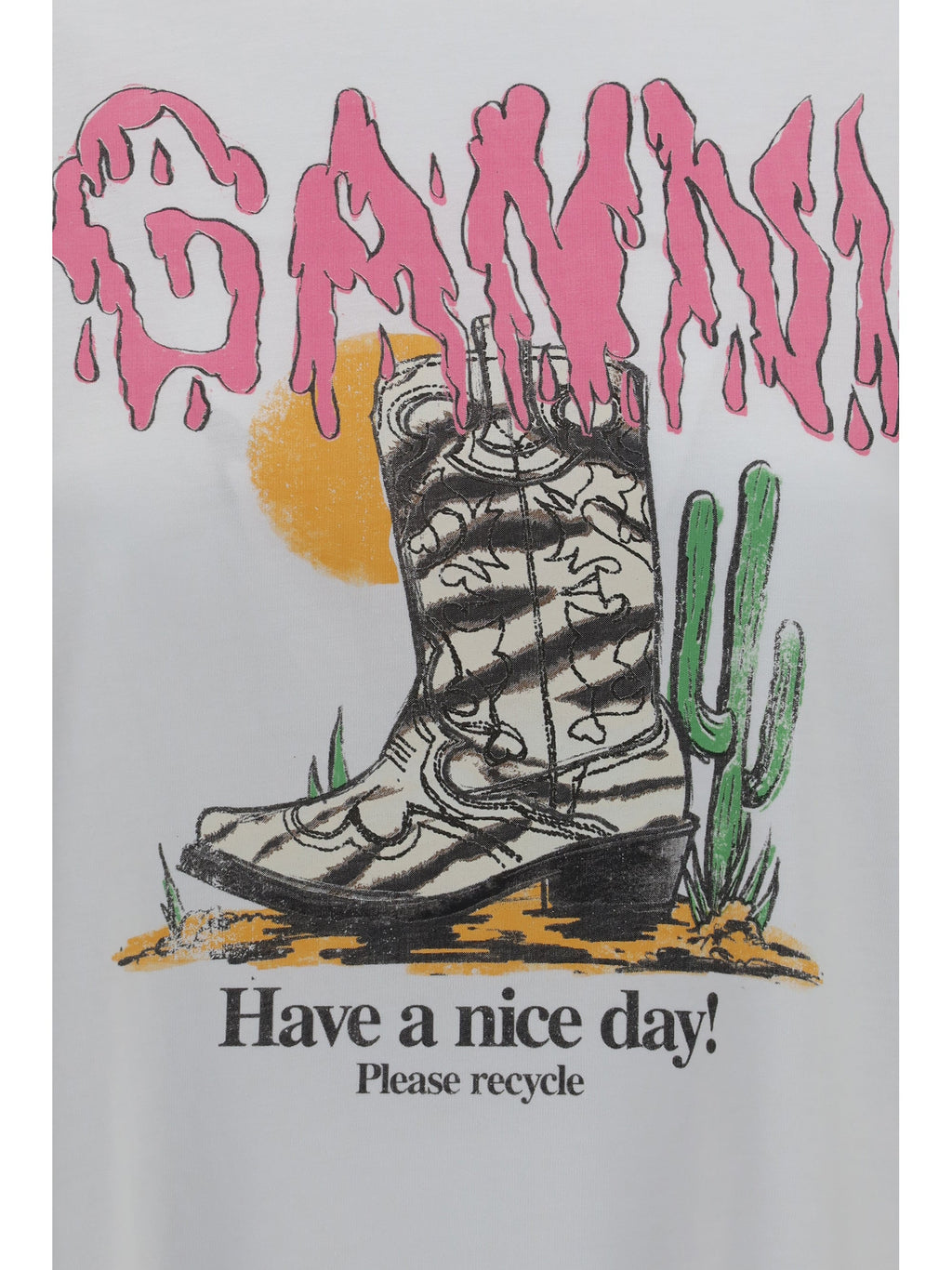 Ganni Women Western T-Shirt With Cowboy Boots