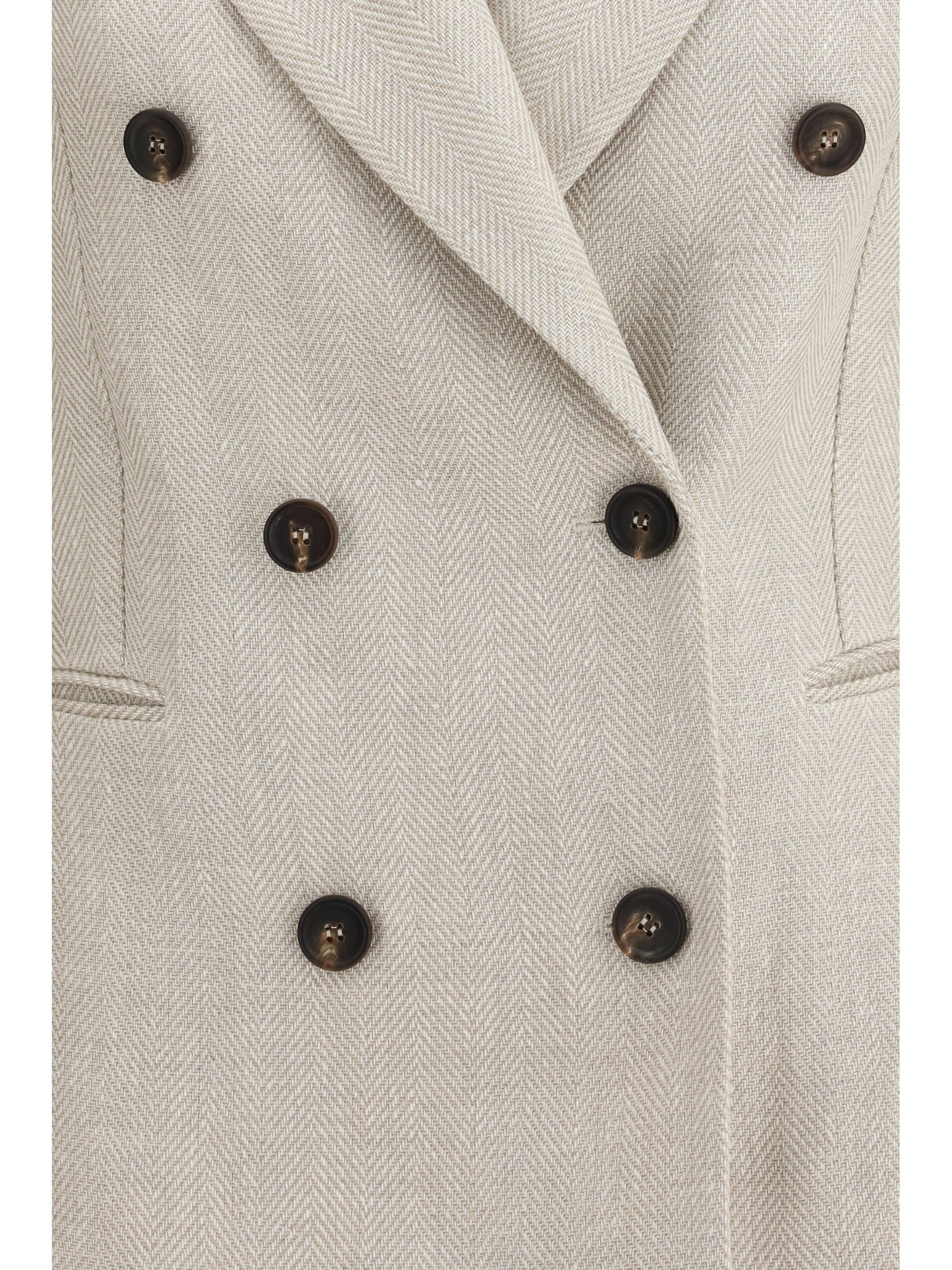 Brunello Cucinelli Women Button Herringbone Blazer
