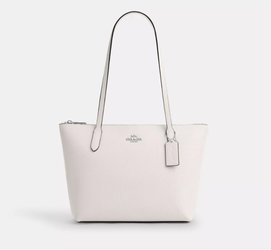 NWT Coach Fiona Zip Tote Leather Bag In Chalk