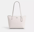 NWT Coach Fiona Zip Tote Leather Bag In Chalk