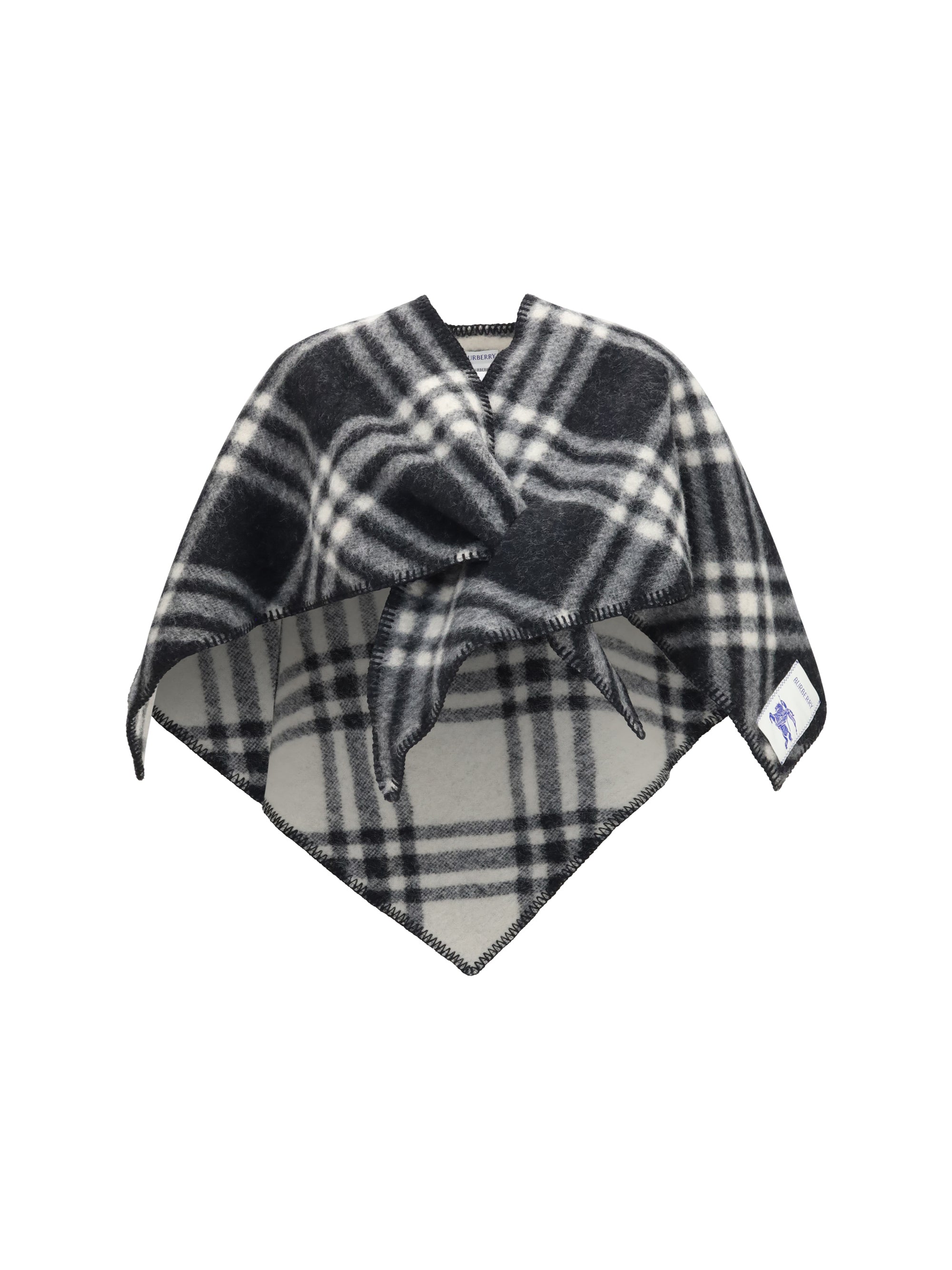 Burberry Women Short Wool Check Poncho