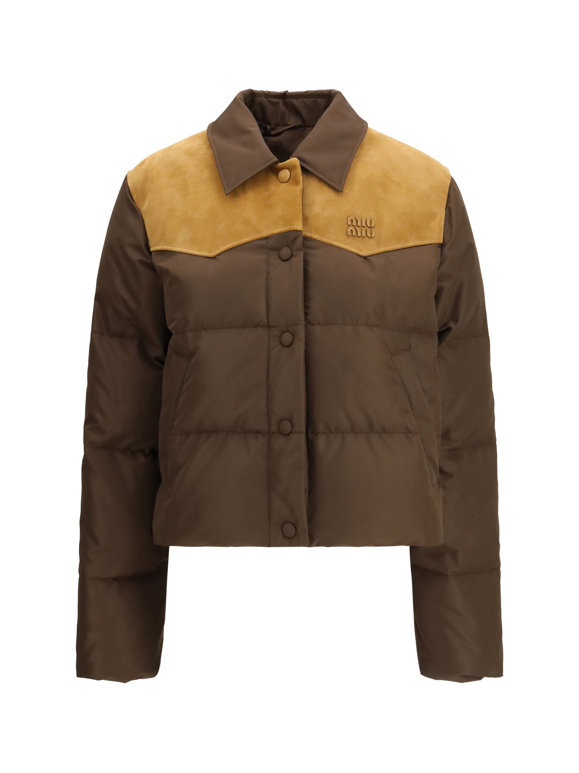 Miu Miu Women Logo Hooded Puffer Jacket