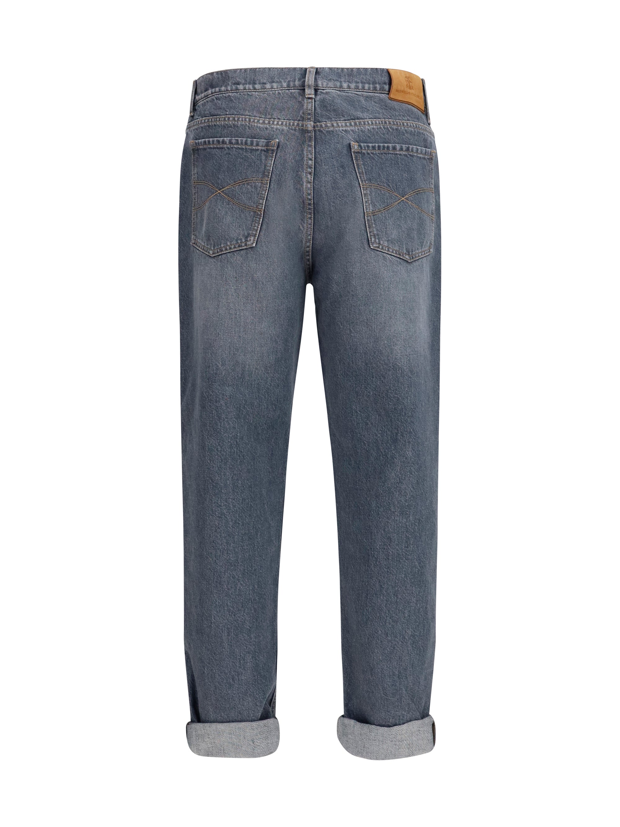Brunello Cucinelli Men Straight-Leg Turn-Up Jeans