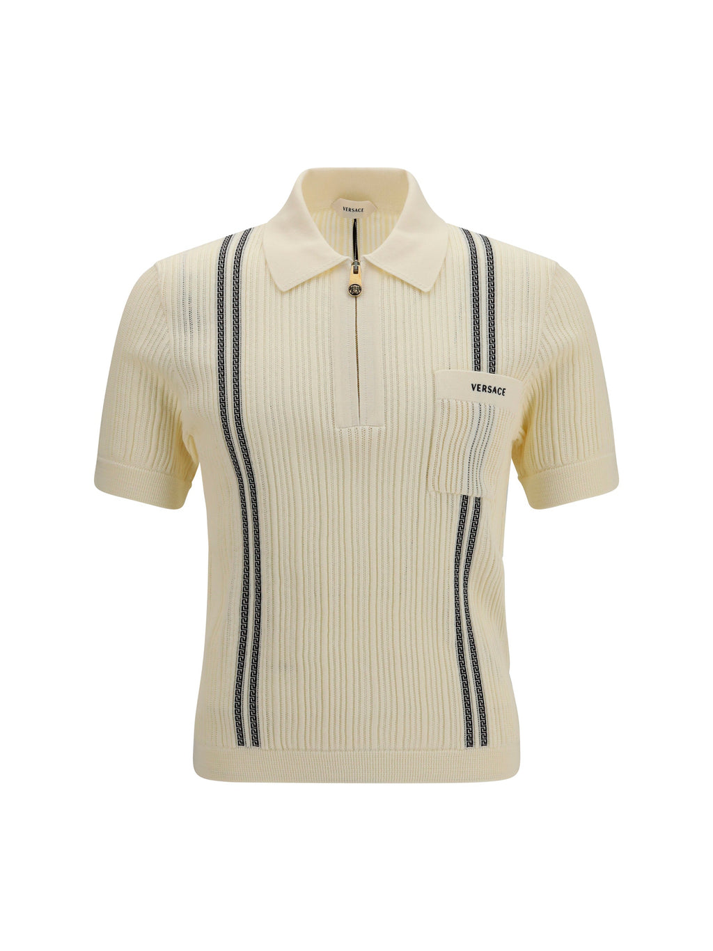 Versace Men Jacquard Cotton Knit Polo