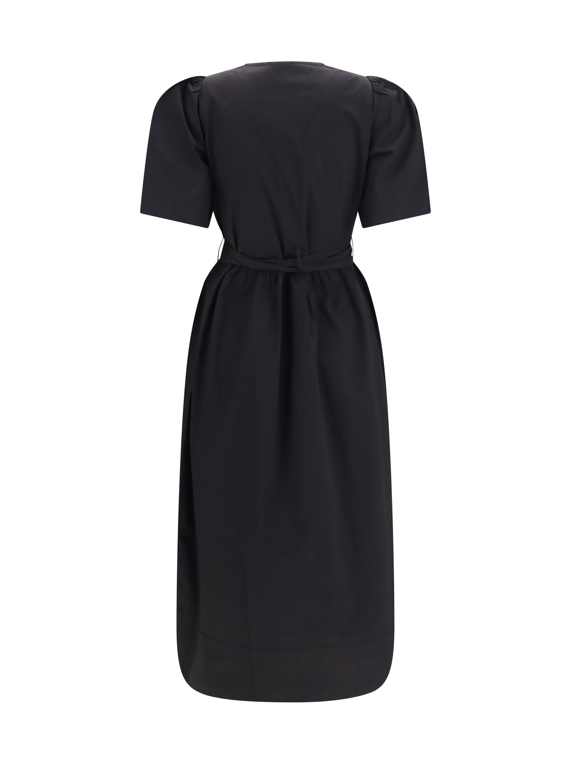 Ganni Women Midi Dress With Bows And Puff Shoulders