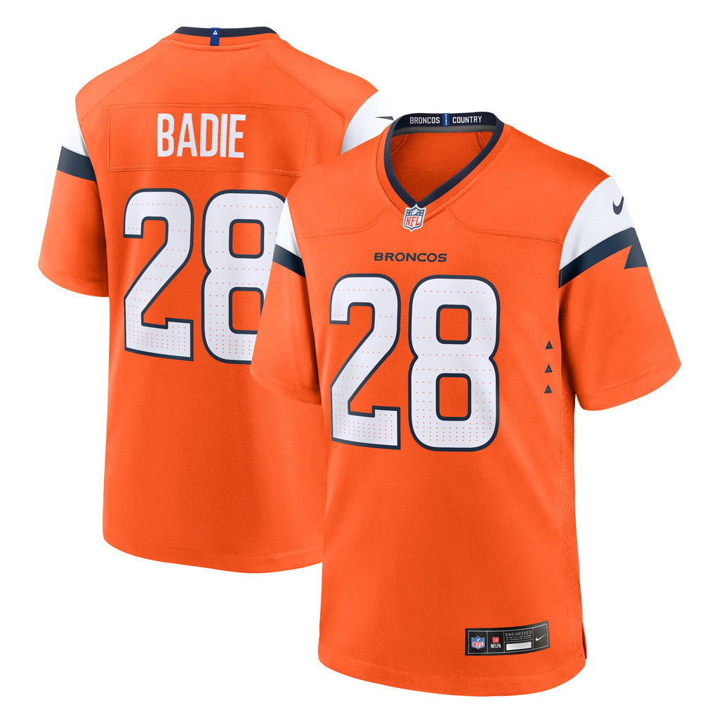 Denver Broncos Tyler Badie Orange Team Game Jersey