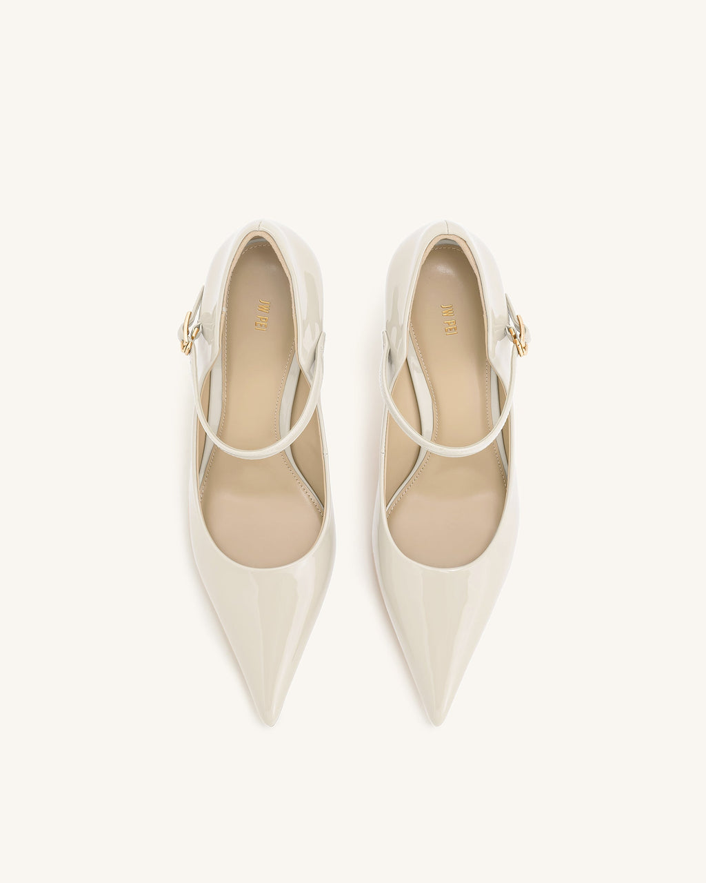 Thalina Patent Leather Pumps - Beige