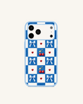 Blue Check Bow Cherry Phone Case – Blue