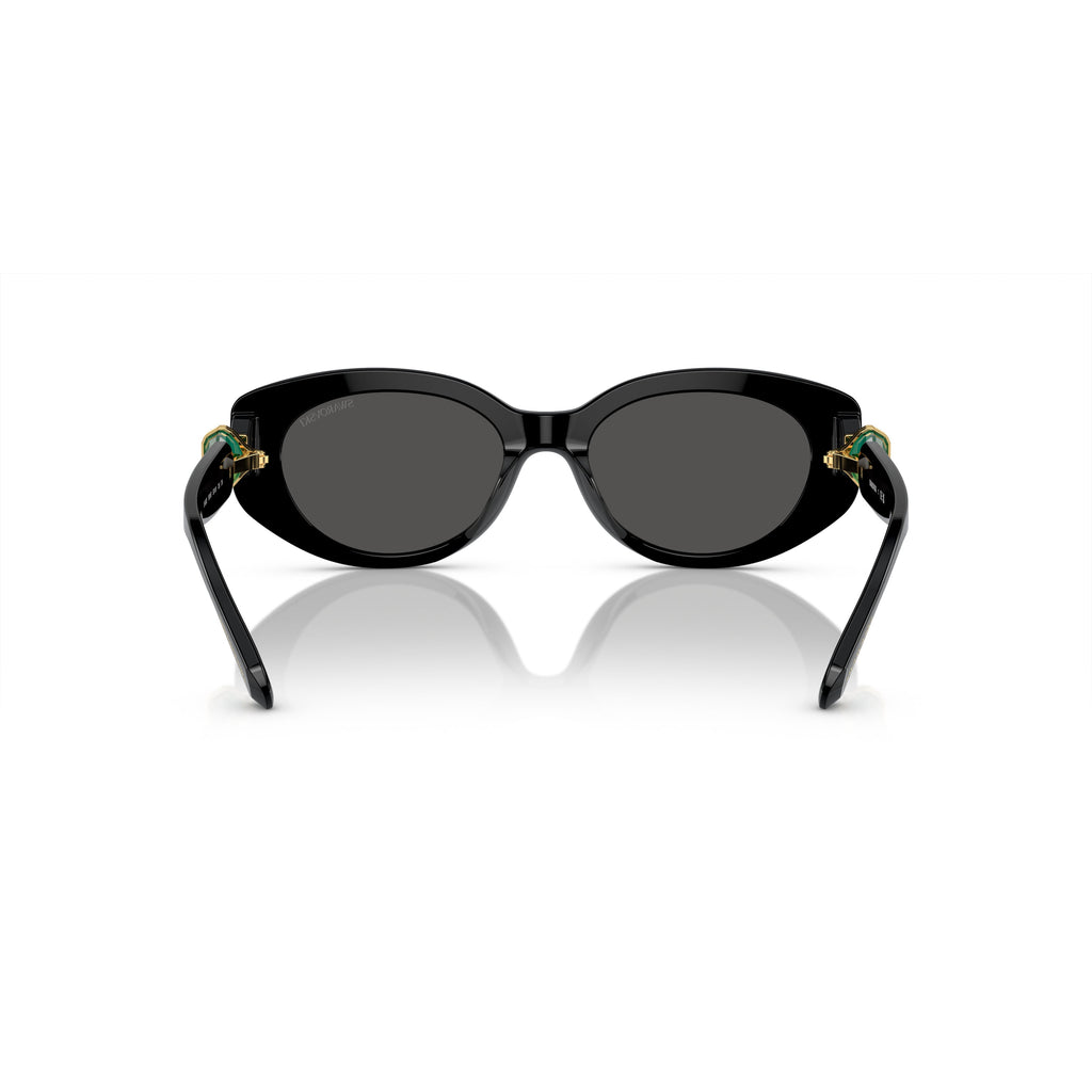 0Sk6002 Oversized Black Acetate Sunglasses with Green Crystal Embellishments