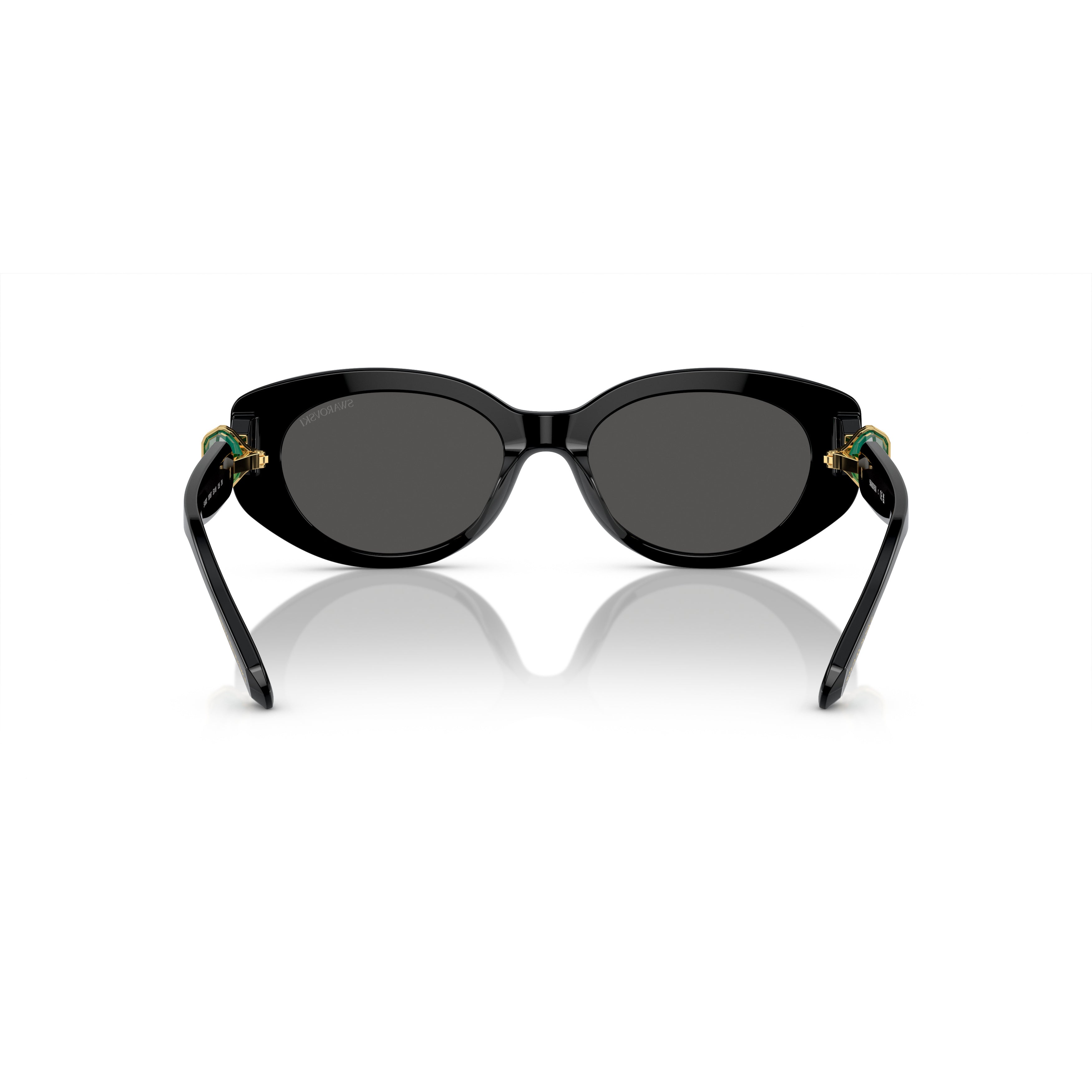 0Sk6002 Oversized Black Acetate Sunglasses with Green Crystal Embellishments