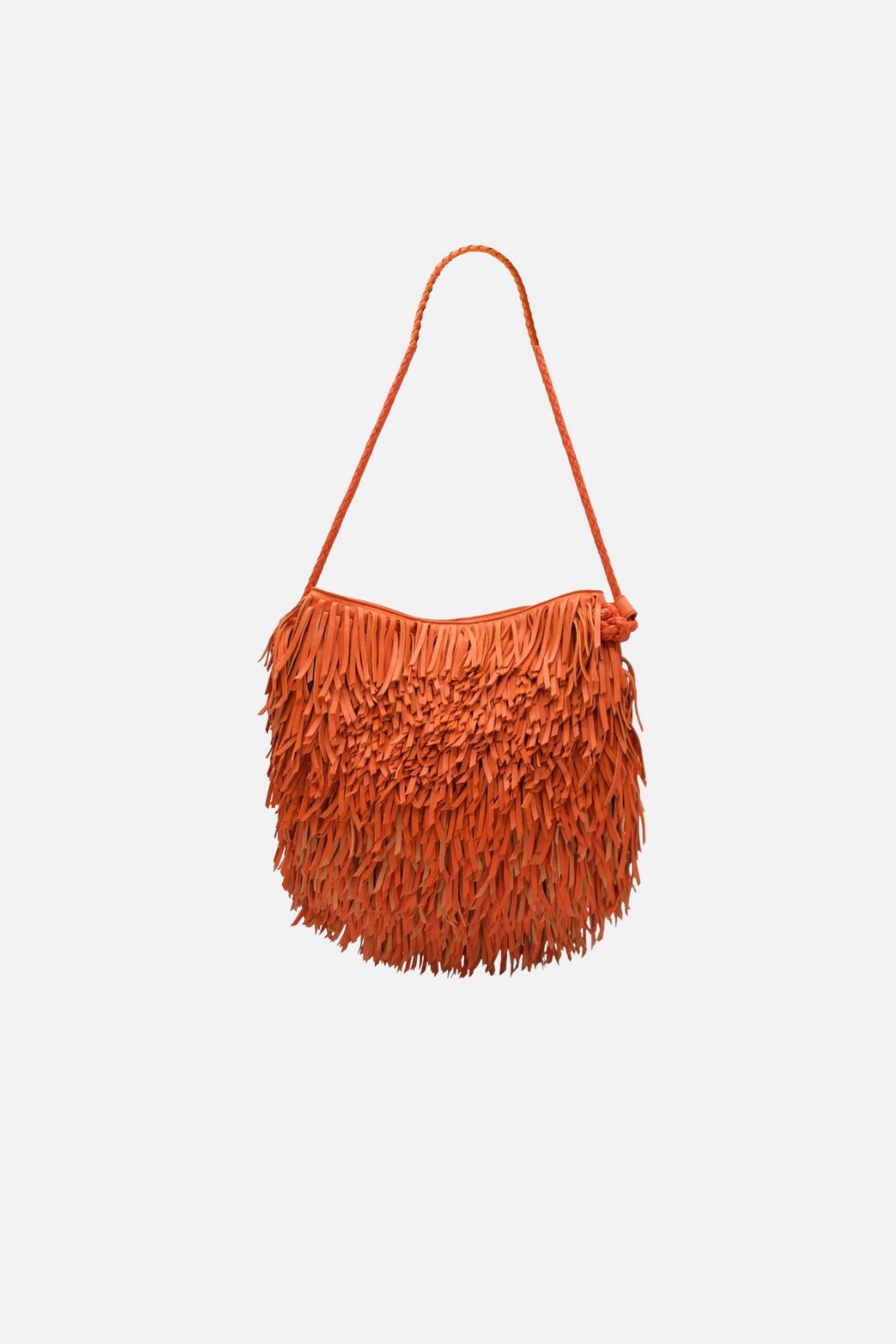 Women's Fringe Hobo Bag In Orange