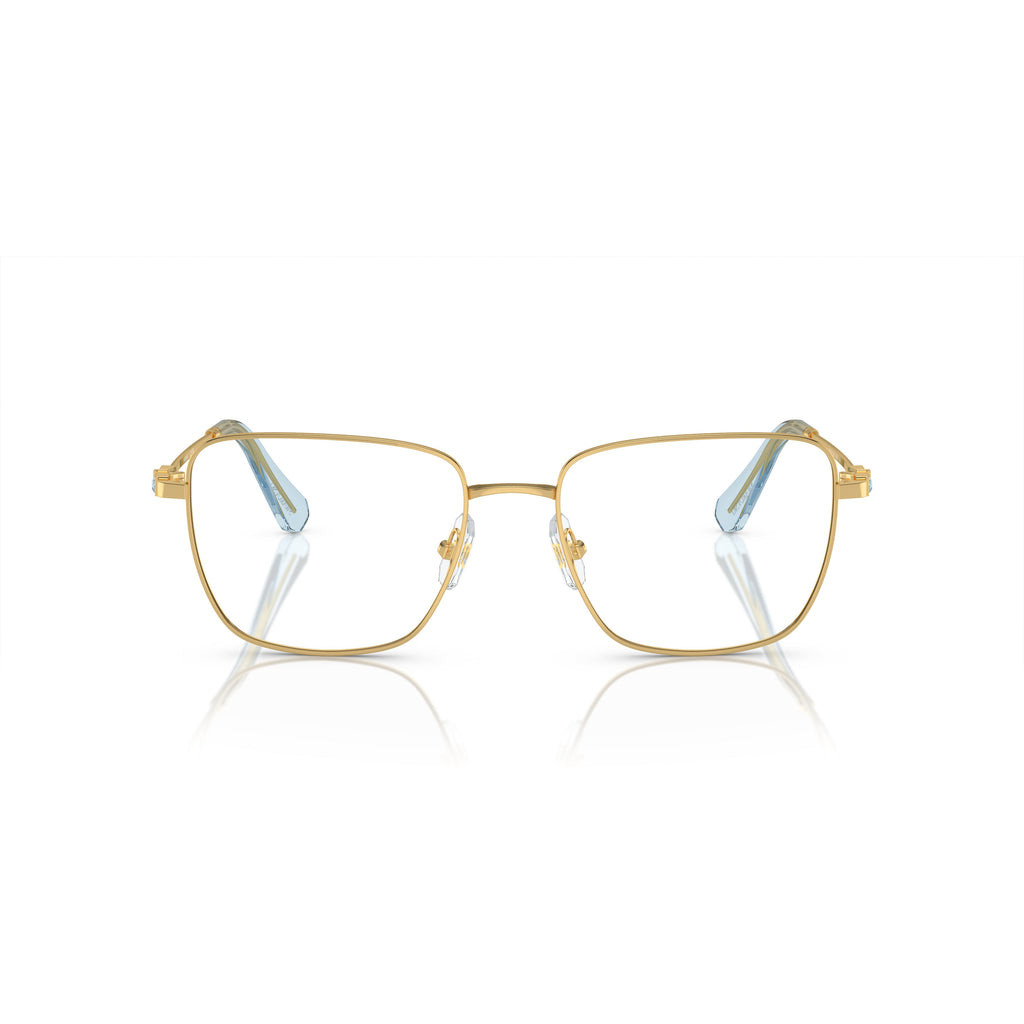 0Sk1003 Thin Gold-Toned Metal Sunglasses with Light Blue Accents