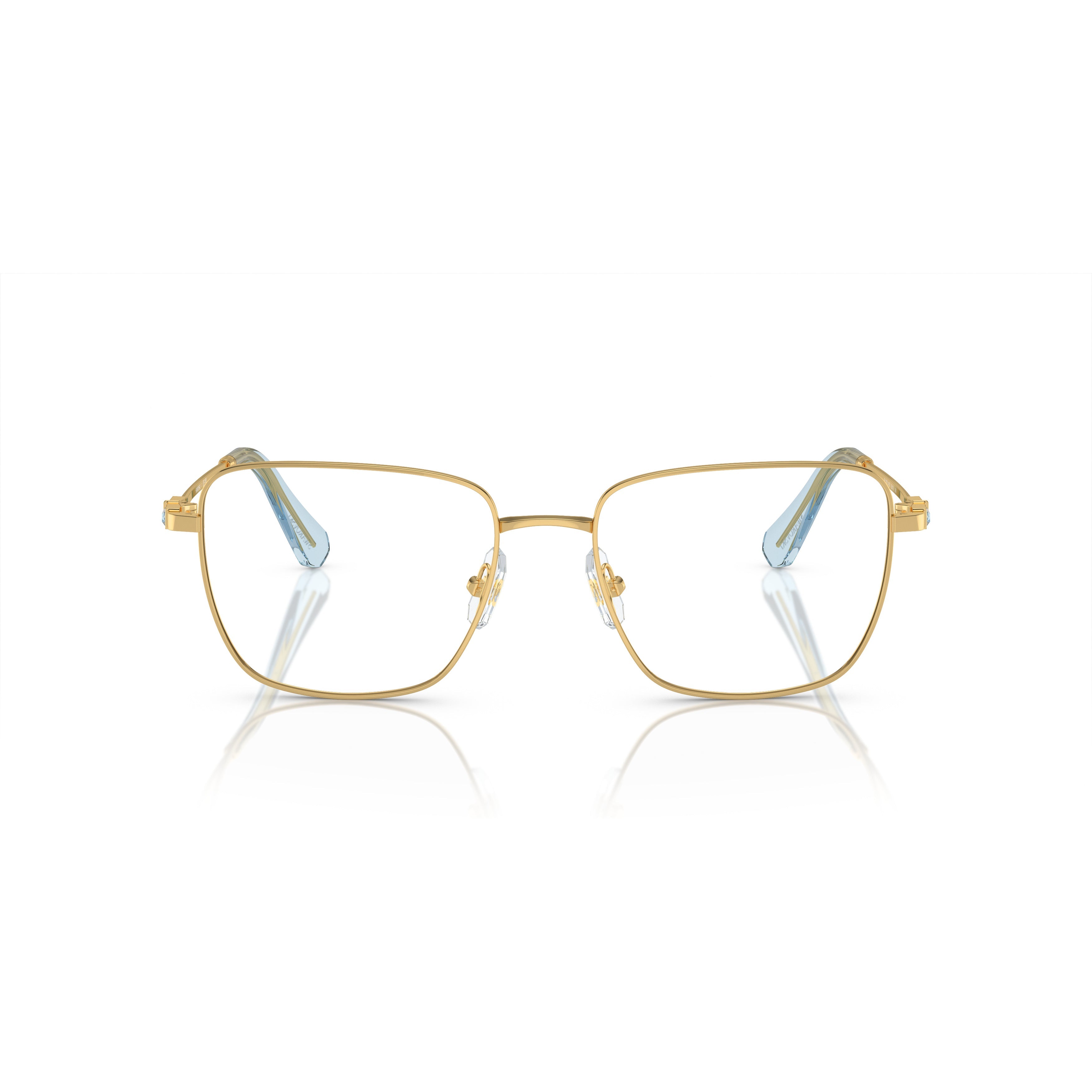 0Sk1003 Thin Gold-Toned Metal Sunglasses with Light Blue Accents