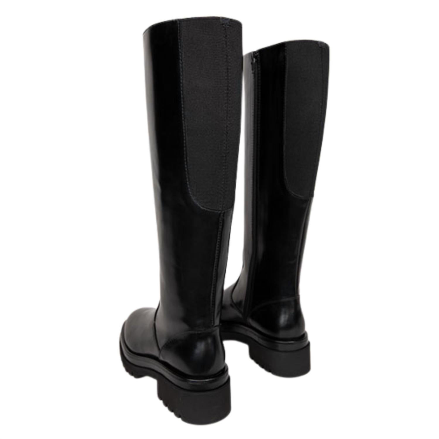 Women's Golva Leather Knee High Boots In Poncho Negro