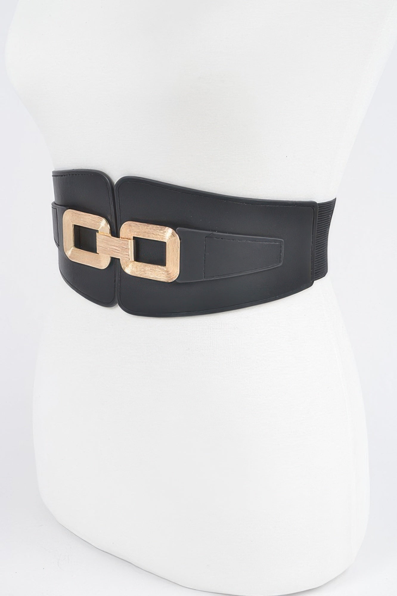 Wide Metal Link Plus Size Elastic Belt