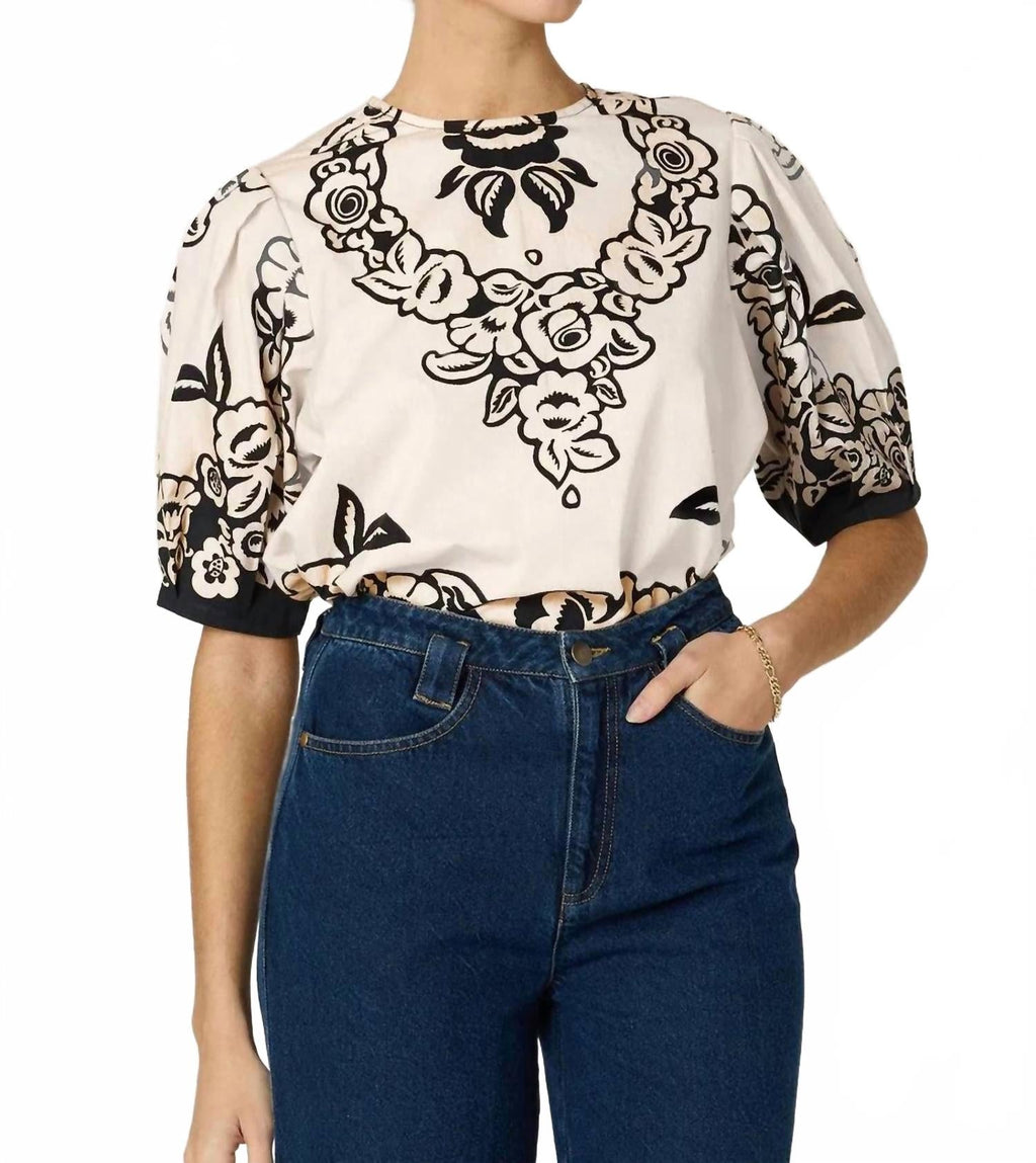 Kinsley Crew Neck Blouse In Botanico Print