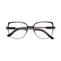 Leonor Sleek Metal Cat-Eye Eyeglasses with Gold Accents