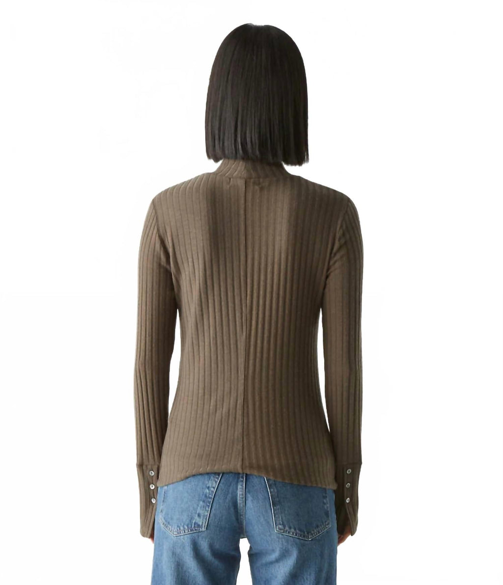 Opal Ribbed Mock Neck Top In Olive