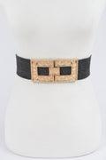 Rhinestone Buckle Stretch Straw Belt