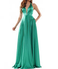 A-Line Satin Gown In Emerald