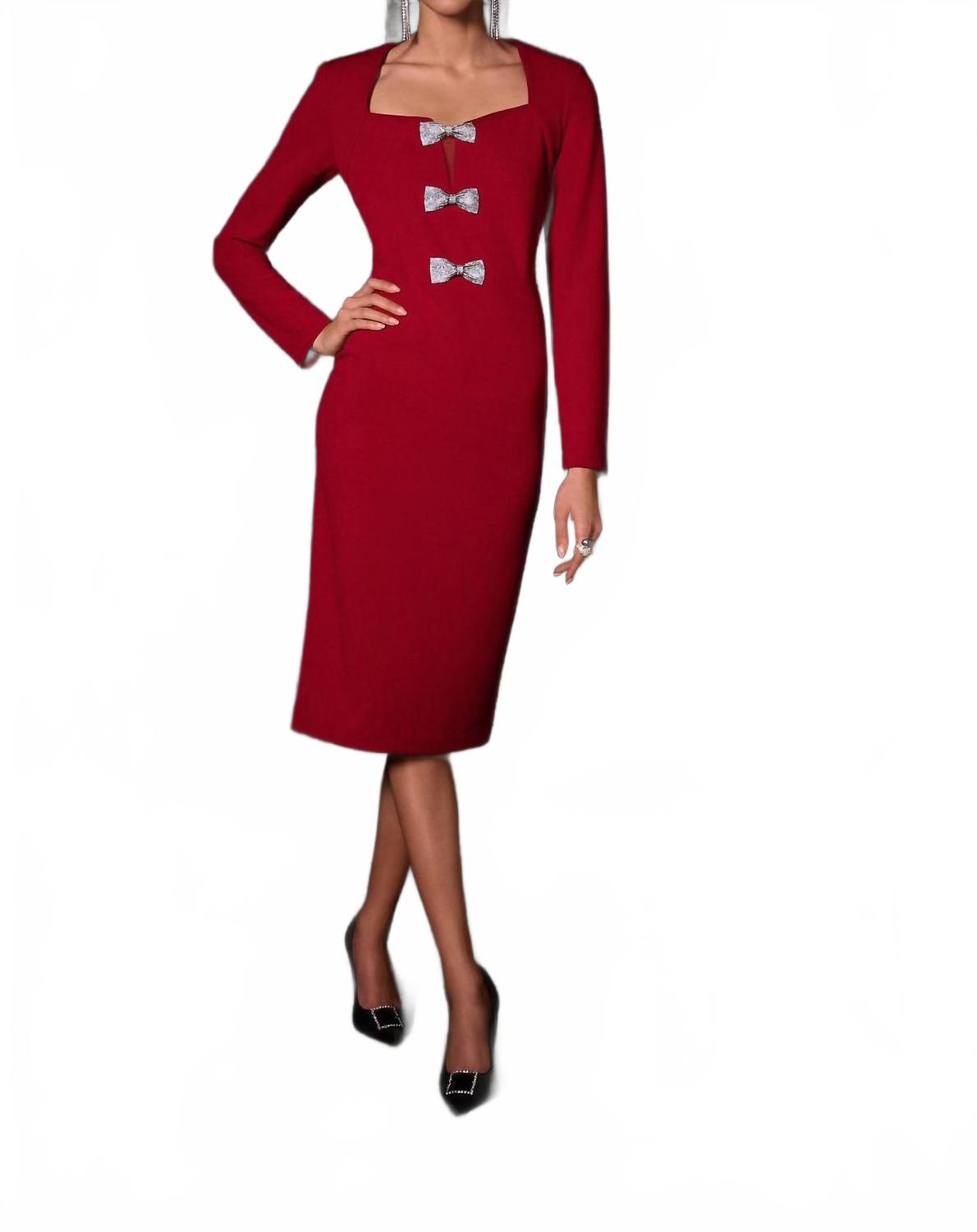 Sheath Dress In Deep Cherry