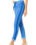 Plain Jegging W/ Ribbon Side Hot Wash In Blue
