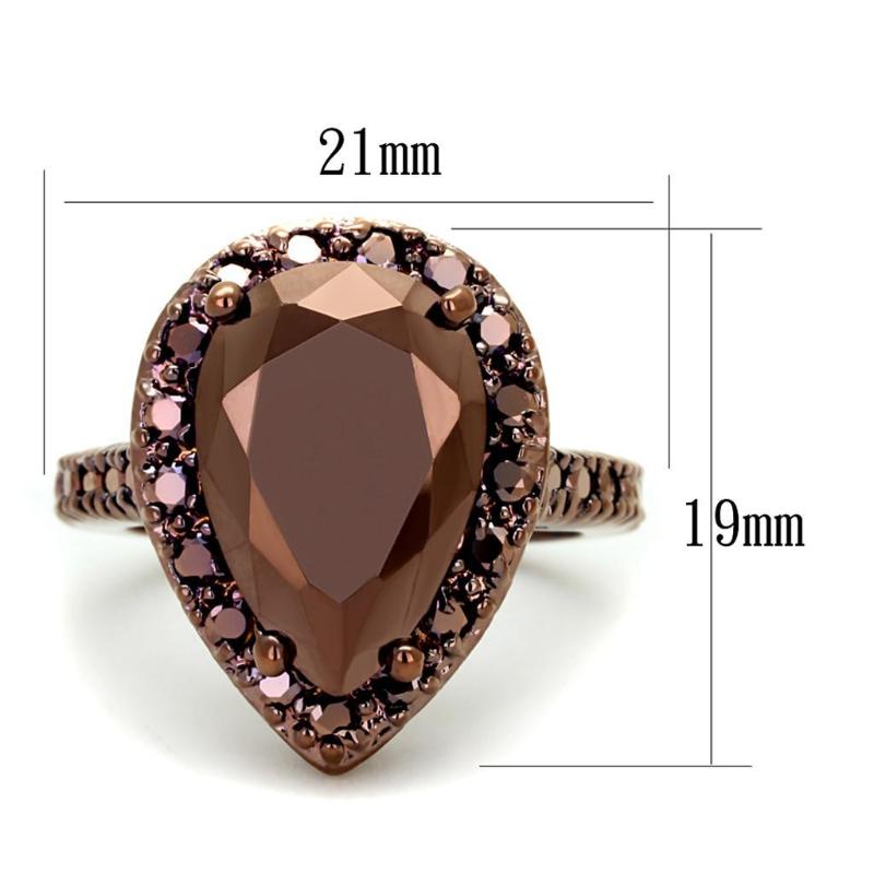 IP Coffee light Brass Ring with AAA Grade CZ in Light Coffee