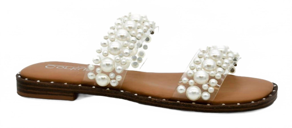 Women's Mamma Mia Straps Sandal In Clear With Pearls