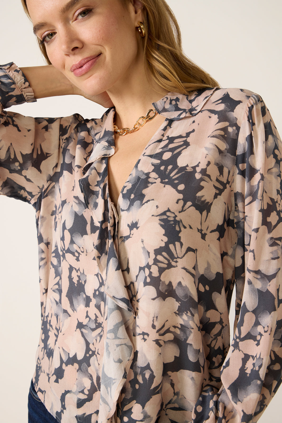 Women's Ruffle Placket Blouse