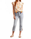 Silvia Side Slit Straight Leg Jean In Blue