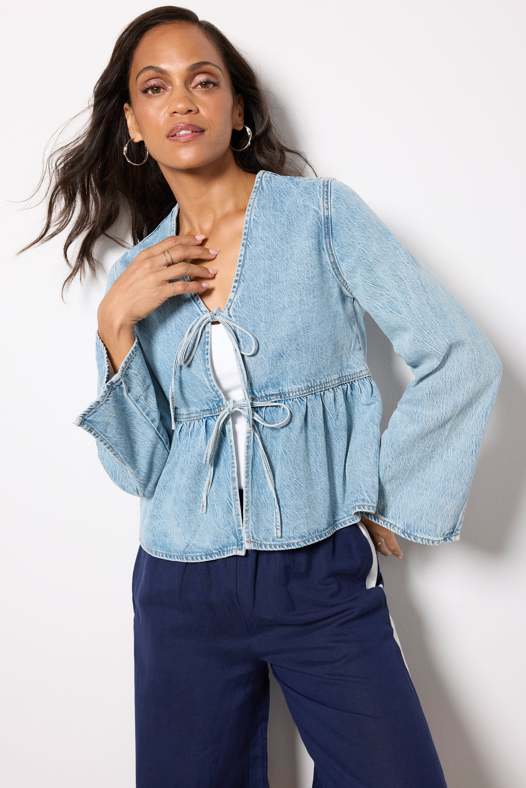 Women's Tie Front Denim Jacket